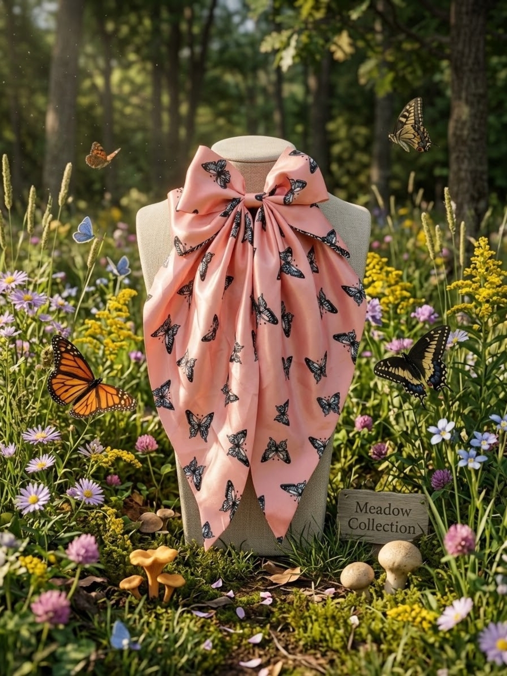 Large Long Tailed Silky Style Butterfly Hairbow